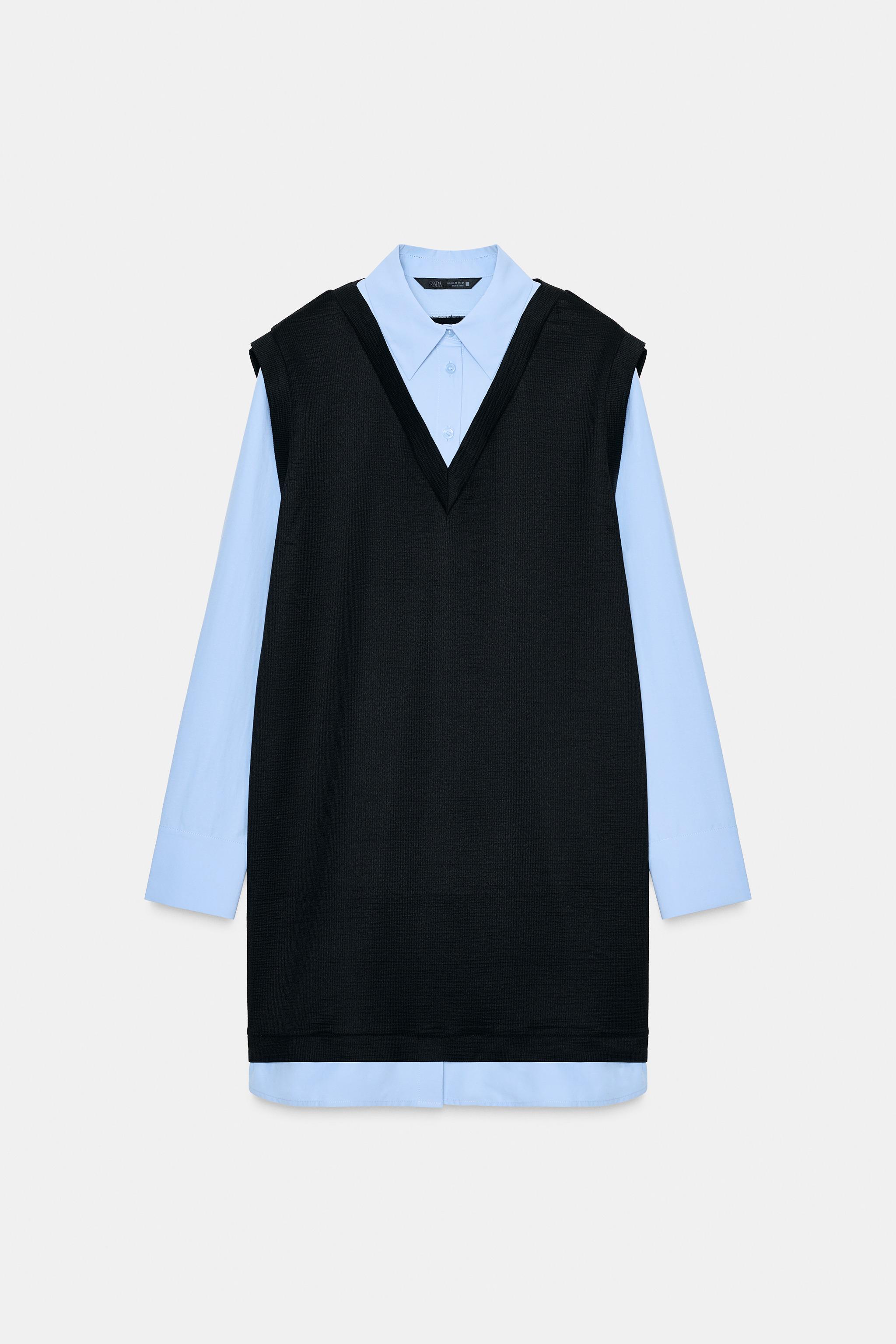 COMBINED POPLIN MINI DRESS